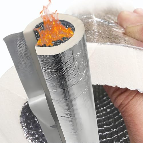 Rohrisolierung, Selbstklebende Rohrisolierung aus Schaumstoff mit Aluminiumfolie - Isolierung für Heizungsrohre und Poolnudel - Wasserdichte Rohrverkleidung(60mm*15mm*100cm)