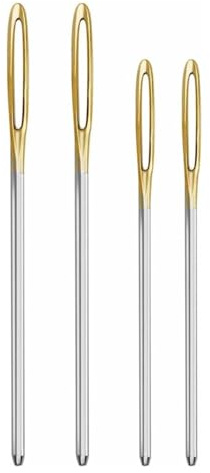 4 Pieces Blunt Steel Large-Eye Needles, Hand Knitter with Bodkin and Darning Needles for Yarn Knitting, Tapestry and DIY Crafting