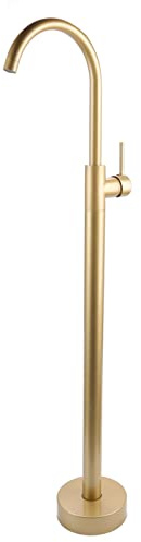 Asixxsix Freestanding Bathtub Faucet, Brass Stainless Steel Floor Mounted Tub Filler Faucet, Bath Shower Faucets, Bathroom Faucets, Floor Stand Tap for Column Type Basin (Brushed Gold)