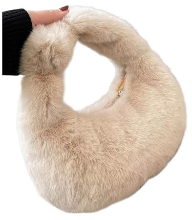 ZUGLQYSX plyschväska handväska liten ledig sammet material fritid Sle dam väska bärbar handhållen, Benvit, Einheitsgröße