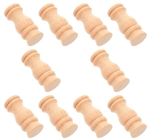 Lurrose 10 Husillos de Madera para Decoración del Hogar, sin Pintar, Tamaño 1, 10 Piezas, Husillos para Reparación y Manualidades, Soporte Decorativo para Chimenea y Proyectos DIY