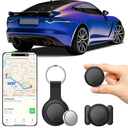 Traceur GPS Voiture,Tracker de Voiture Magnétique étanche(Compatible avec iOS et Android)Localisateurs D'Objets Bluetooth, Traceur GPS sans Abonnement,Tracker gps pour Valises/Portefeuilles/Clés-Noir