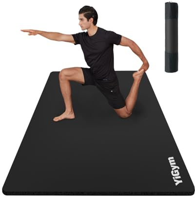YiGym Tapis de gymnastique - 195 x 90 cm - Grand tapis de yoga - 10/15 mm d'épaisseur - Tapis de fitness XL - Avec sangle de transport et sac