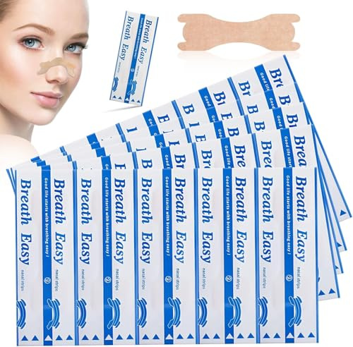 Nasenpflaster Nasal Strips für besseres Atmen – 60er Pack Schnarchstopper, Nasenstrips für sofortige Linderung bei verstopfter Nase, Hautfreundlich und Extra Stark