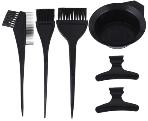 IDEANATEGRATE Kit de Tinte Cabello Cepillos, Tazón y Clips de Plástico Negro de 9 Piezas Superficie Lisa y Bien Pulida Coloración en Casa