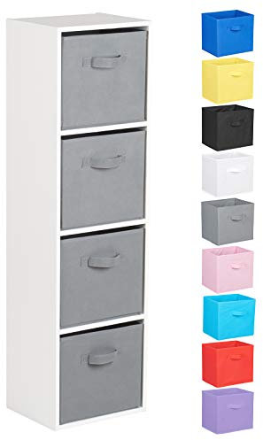 Hartleys 4 Tier White Cube Unit - Choice of Storage Boxes