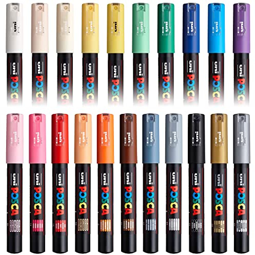 Posca PC-1M Paint Art Marker Pens - Fabric Glass Metal Pen - Full Range Set of all 21 Colours - In Gift Wallet Packaging