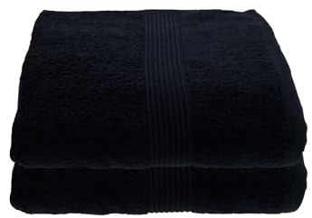 Julie Julsen 2er Pack Saunatücher vielen Farben Reine Baumwolle Qualität 500 GSM Strandtuch Schwarz 80 x 200 cm