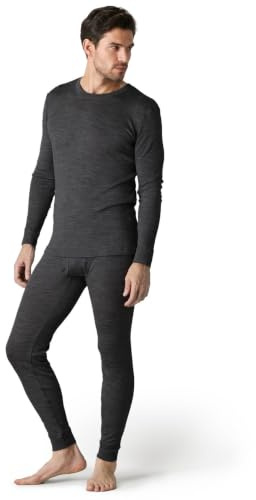 LAPASA Herrar 100 % merinoull termounderkläder set, premium merinoull undertröja och kalsonger, termiska funktionella underkläder (M31 varm/M126 extra varm), Mörkgrå (varm M31), XL