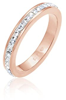 Elli PREMIUM Ring Damen Bandring Elegant mit Kristallen in 925 Sterling Silber Rosé-vergoldet