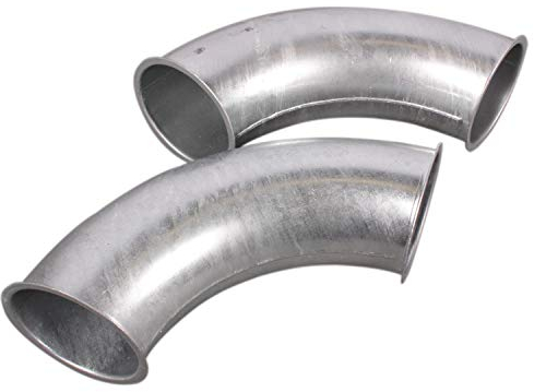 silos24 2 Stück 90° Pellet-Rohrbogen weiter Radius 200mm R=2D NW 100 mit Bördelrand