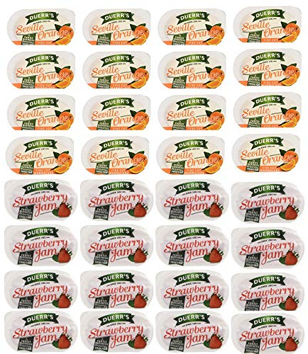 Seville Orange Marmalade and Strawberry Jam F Duerr & Sons Ltd 16x 20g of Each Flavour – Duerr’s Jam and Marmalade Individual Portions – Camping Catering Food Solutions Vegetarian Gluten Free