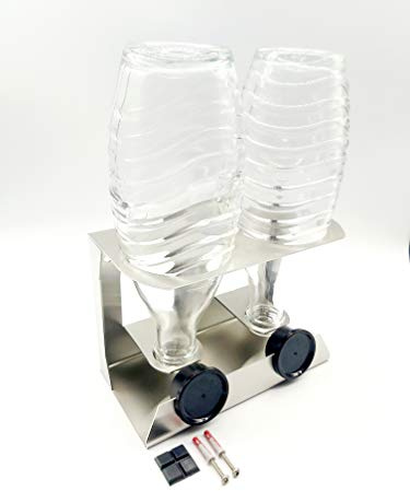 Abtropfhalter Edelstahl kompatibel für SodaStream Glasflaschen mit Deckelhalter