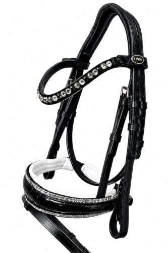Tysons Breeches Nobless Trense Minishetty Mini Shetty Lack Strass anatomisch geschnitten Schwarz Silbergraú (Minishetty)