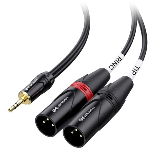 Cable Matters 3,5-mm-TRS auf Dual-XLR-Stecker Breakout-Kabel, 0,9m | Aux auf 2x XLR, Stecker auf Stecker, 1/8-Zoll-TRS-Audiokabel