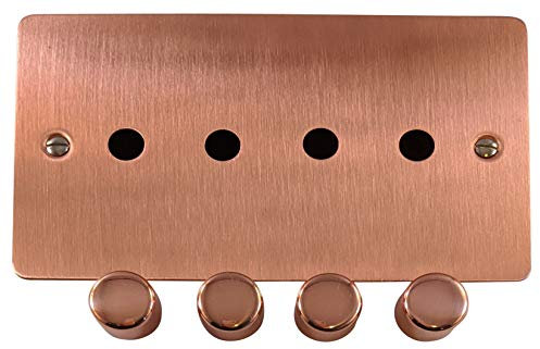 G&H FRG14-PK Flat Plate Rose Gold 4 Gang Dimmer Plate Only inc Dimmer Knobs