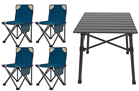 Campingtische StüHle Klapptisch Aus Aluminiumlegierung Für Den Außenbereich Mit 4 Stühlen, Multifunktionaler Gartentisch Für Den Innenhof, Geeignet Zum Grillen, Reisen, Angeln