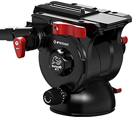 IFOOTAGE Komodo K7 Kamera kugelkopf,Stativköpfe,Videokopf mit Blase Wasserwaage,Fluid-Videoneiger Schnellwechselplatte,Kugelkopf,Fluid Einbeinkopf,Max.belastung 15.43lbs/7kg,Upgrade verbessern