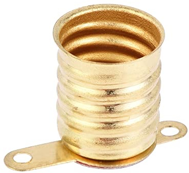 sourcing map 10 Stück E10 Lampenfassung 19x13mm DC 30V 2 Stifte Lampenfassung Schraubsockel mit Montageplatte Vernickeltes Kupfer
