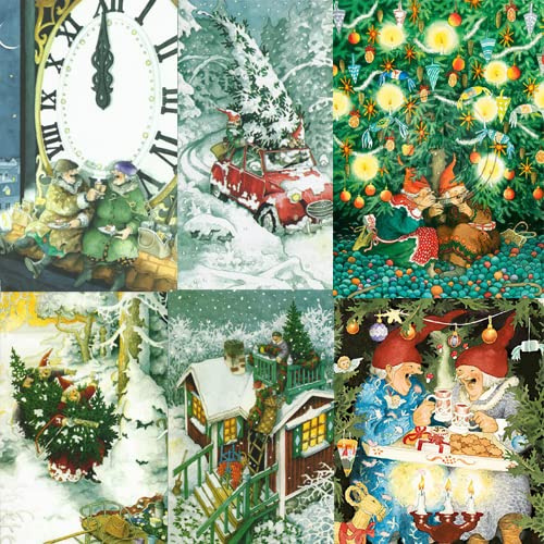 Inge Löök Weihnachten Postkarte (nu19,25,45,54,59,65), weiß groon gelb rot blau