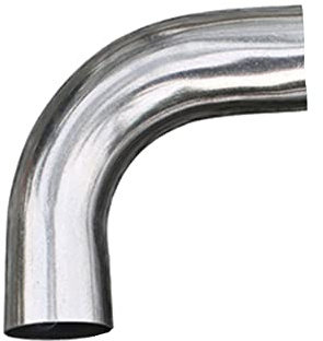 Edelstahl Auspuffbogen 90 Grad Dorn gebogen langes Rohr poliert Rohr Zubehör DIY Dekor (5,1 cm Außendurchmesser)