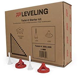 Twist-it Fliesen Nivelliersystem 1 mm Set – 300 Laschen + 300 Zughauben | Geeignet für Fliesenstärken von 3 bis 20 mm