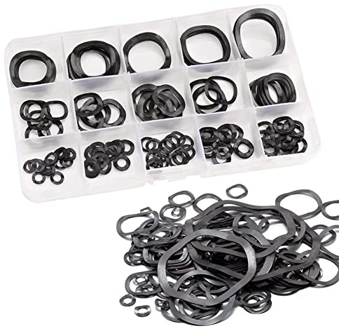 FEEIMOL 200 Pièces Compression de Type Wavy Vague Crinkle Spring Rondelles Assortiment Kit en Acier au Carbone Rondelle Ondulée Ressort M3 M4 M5 M6 M8 M10 M12 M14 M16 M19 M21 M22 M24