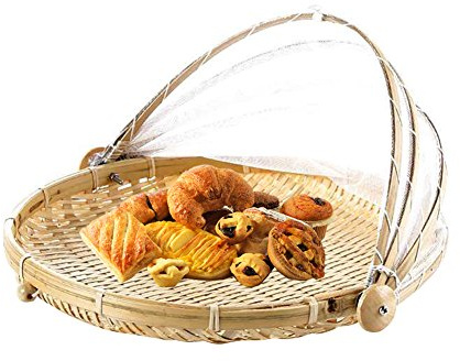 Jauhmui Bambus Abdeckhauben für Lebensmittel Fliegenschutz für Home Picknick 40cm