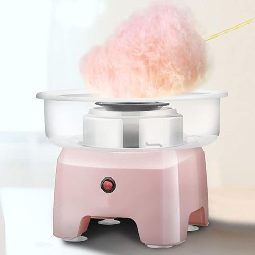 Mini máquina de algodón de azúcar, 500 W para Hacer algodón de azúcar en casa con Cuenco extraíble Antiadherente y Protector contra Salpicaduras, 298 mm de diámetro Grande, Tubo de