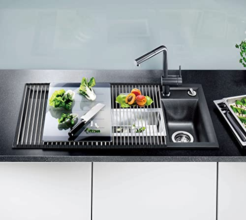 Yarhom Escurridor de platos sobre el fregadero, escurridores de platos enrollables para encimera de cocina, accesorios esenciales de cocina para el nuevo hogar (25 tubos de 50 x 50 cm)
