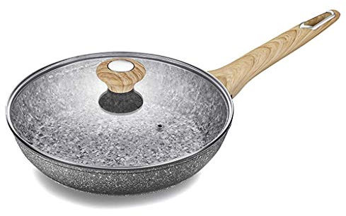 OQHAIR Sartén de Hierro Fundido Asas Dobles Sartén Duradera Sartén para Pizza Profunda Asas de Bucle Grande, Sartén para Acampar, Sartén para Pizza, Sartén para freír