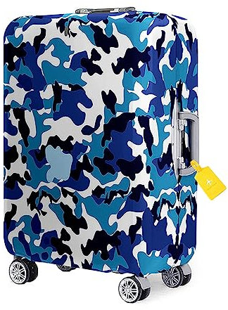 FANSU Kofferhülle Kofferschutzhülle, Camouflage Muster Elastisch Gepäckabdeckung Koffer Koffer Schutzhülle mit Reißverschluss Gepäck Cover Kratzfester (Königsblau,XL(30~32 Zoll))