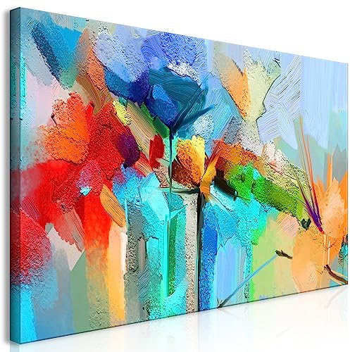 murando - Wandbilder XXL Abstrakt 80x40 cm Vlies Leinwandbild 1 Teilig Kunstdruck modern Wandbilder XXL Wanddekoration Design Wandbild bunte abstrakte Formen Blumen a-C-10093-b-a