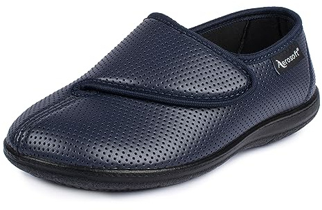 Aerosoft Damen Klett-Halbschuh Stretch 15 Weite G-H Wechselfußbett rutschhemmend (blau, Numeric_39)