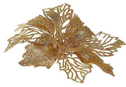 Garneck Weihnachtsstern Blumen Gold 12 Stück Glitzernde Hohle Künstliche Weihnachtsbaumanhänger Weihnachtsbaumschmuck Ornamente zum Aufhängen (Golden)