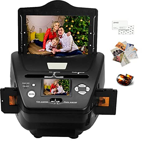 Scanner de Photos de Diapositives Portable 16 MP Haute résolution négatif, Conversion Couleur et Noir et Blanc 35 mm/135 Diapositives et Films négatifs avec écran LCD 2,4, Photo, Carte de Visite