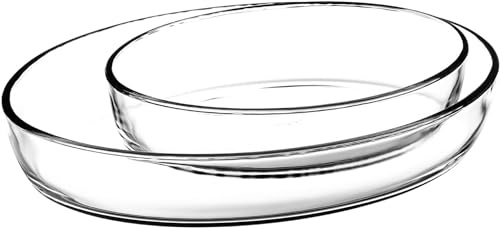 Vienberg 2tlg. Glas Auflaufformen | aus hochwertigem Borcam Borosilikat-Glas Form | Glasauflaufform Rund, Quadratisch oder Oval | spülmaschinenfest bis zu 300°C Backofengeeignet form (Oval)