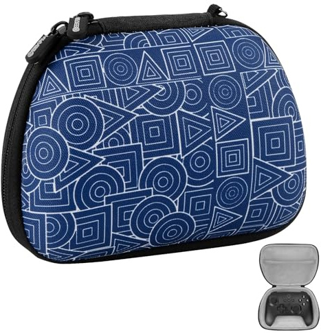 GEEKRIA Storage Case Compatible with 8BitDo Pro 2, Ultimate, 2C, 2.4G Dual Sense Wireless Controller, Game Protective Cover Travel Portable Bag (Blue)