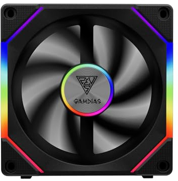 GAMDIAS AEOLUS P2-1201 120mm ARGB PWM Fan (1 Pack), Include Reverse Fan Blade x1, Direct MB Connect w/ ARGB Sync, Easy Installation & Cabless Daisy-Chain Design, Silent Operation, Up to 2400RPM, Black