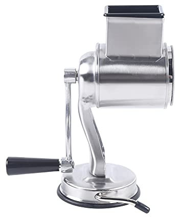 CLEADONG Râpe à légumes - Râpe à fromage - Avec 5 tambours - Râpe rotative avec affûtage des lames - Coupe-légumes pour légumes, fruits