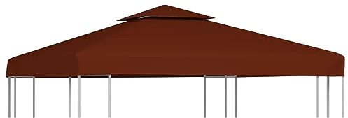 Chaduof Pavillon-Dachplane mit Kaminabzug, Ersatzdach Pavillon, Dach Für Pavillon, Pavillondach, 310 g/m² 3x3 m Terrakotta