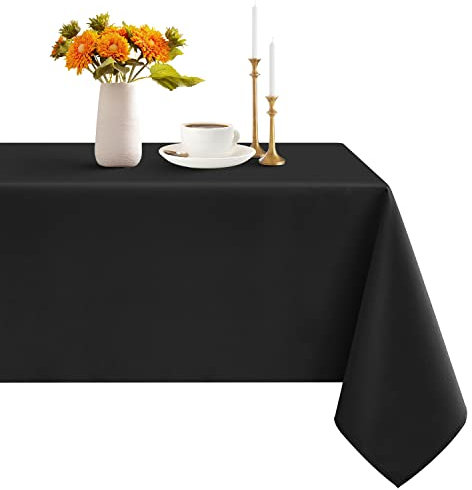 Romanstile Tischdecke abwaschbar schwarz 140x180 wasserabweisend Tischtuch Table Cloth Deko für Galadinner, Hochzeit,Empfänge oder Bankette,Halloween,Cocktail-Abende,Themenpartys und Events,Restaurant
