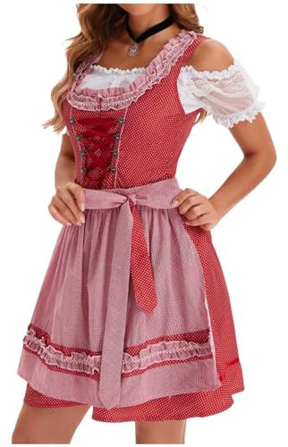 Dirndl Damen Midi Oktoberfest Trachtenkleid Maid Outfits Traditionelles Deutsches Bierfest Dirndlkleid Damen Lang Festlich Outfit Oktoberfest Kostüme Outfits Schwarz Dirndl Kleid