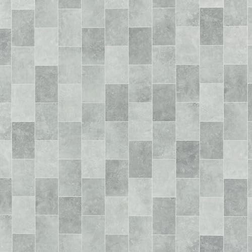 Light Grey Vinyl Flooring Sheet Stone Effect Lino Flooring Anti Slip Felt Backed Floor For Kitchens, Bathrooms & Hallways (Boxgrove Abbey, 3.5m x 3m)