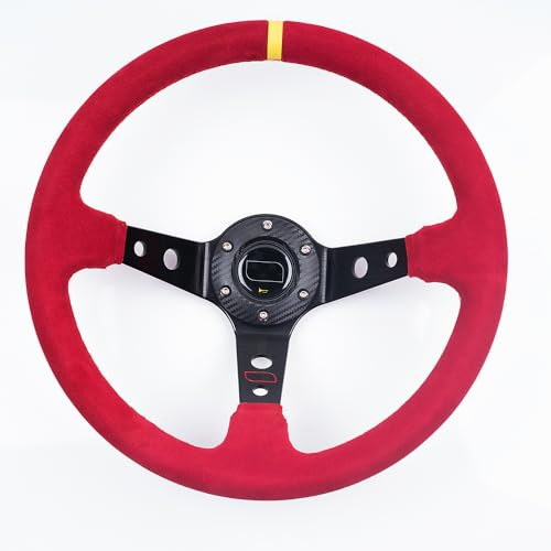 Sportlenkrad,Drifting Steering Wheel,Lenkrad Universal 14 Zoll 350mm Auto Racing Lenkräder Deep Mais Drifting Sport Lenkrad(Red)