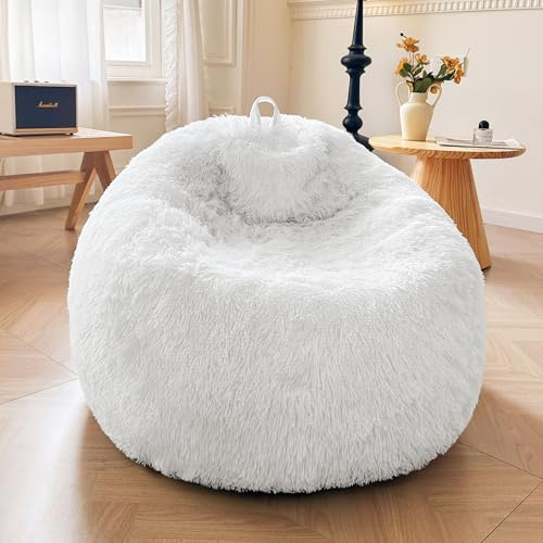XeGe Sac pouf en fausse fourrure (sans remplissage), peluche douce pour chambre à coucher, décoration de maison, grand pouf de jeu en fourrure pour adultes