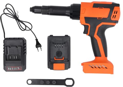 YWBL-WH Pistola Remachadora Inalámbrica Kit de Herramientas Remachadora de Pistola Remachadora de Extracción de Núcleo Eléctrico con Batería Completamente Automática (Enchufe Europeo de