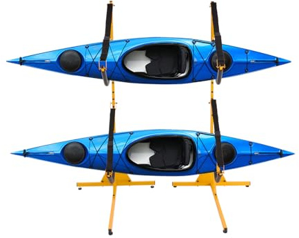 AUYART Supporto per Kayak, 2 Pezzi, Staffa di Rinforzo Fino a 240 Lbs, Scaffale Doppio Kayak Autoportante per Canoe, Isole, Tavole da Surf