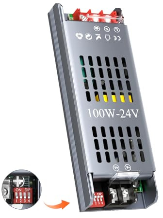 HOOLED Transformador LED Dimmable DC 24V 4.2A 100W, Fuente de Alimentación para Tiras LED con 5 Modos de Protección, Adecuado para 220-240V AC a Transformador Bajo Voltaje DC 24V