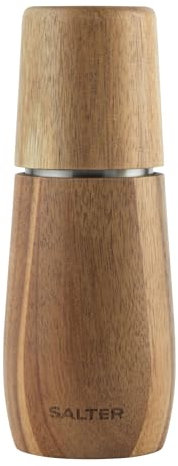 Salter BW13049AEU7 Edith Acacia Molino de sal - Molinillo de especias de madera, madera con certificación FSC®, mecanismo de molienda de acero al carbono, molienda ajustable de fina a gruesa